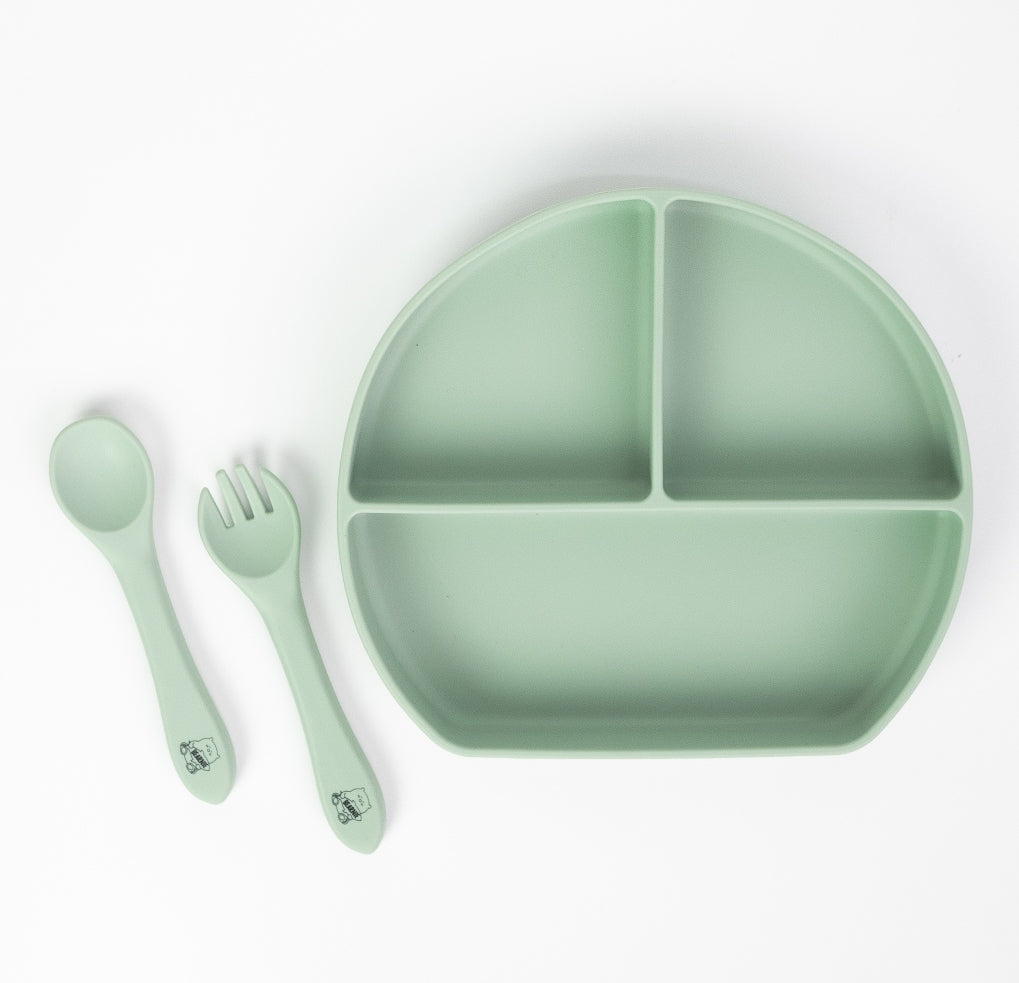 Grow with Bearnie Divider Suction Plate & Utensils Feeding Set - Little Bearnie 