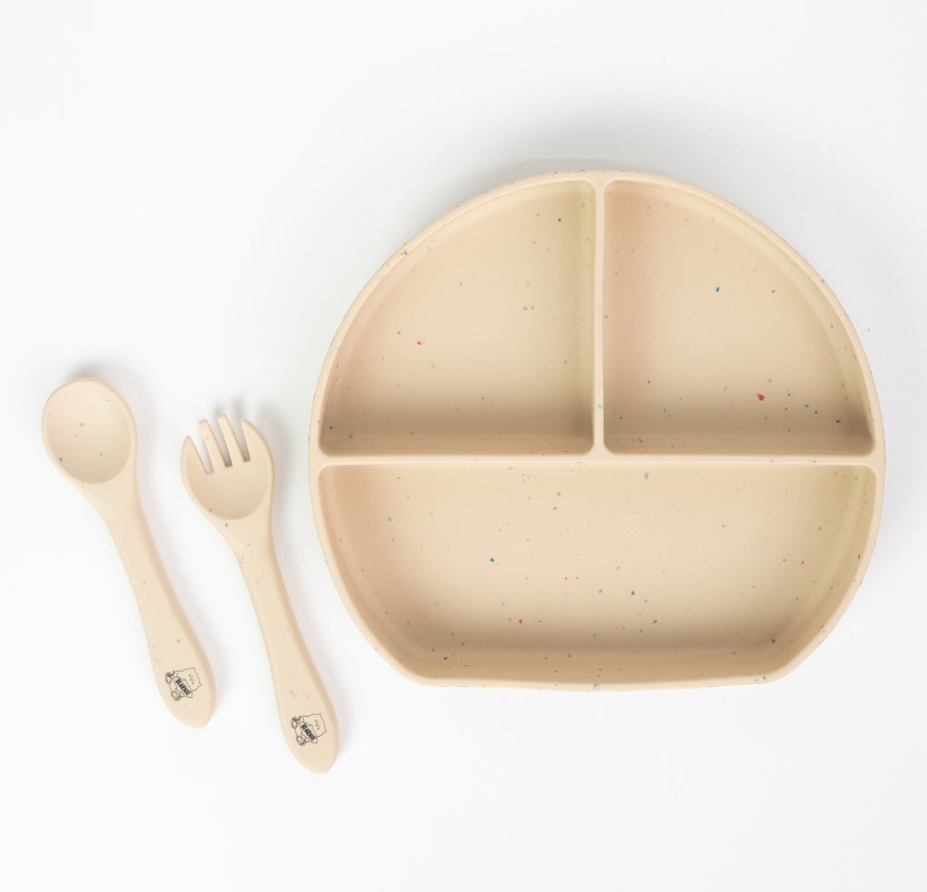Grow with Bearnie Divider Suction Plate & Utensils Feeding Set - Little Bearnie 
