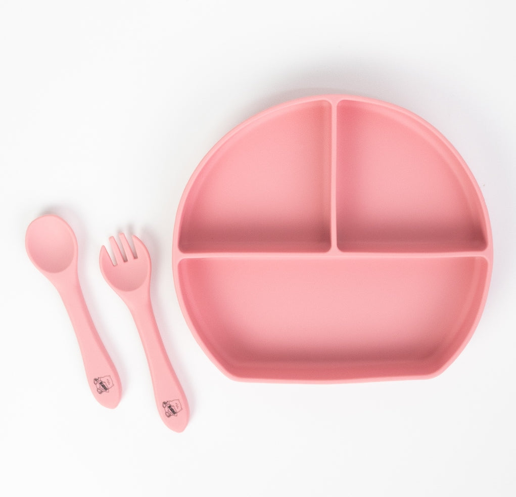 Grow with Bearnie Divider Suction Plate & Utensils Feeding Set - Little Bearnie 