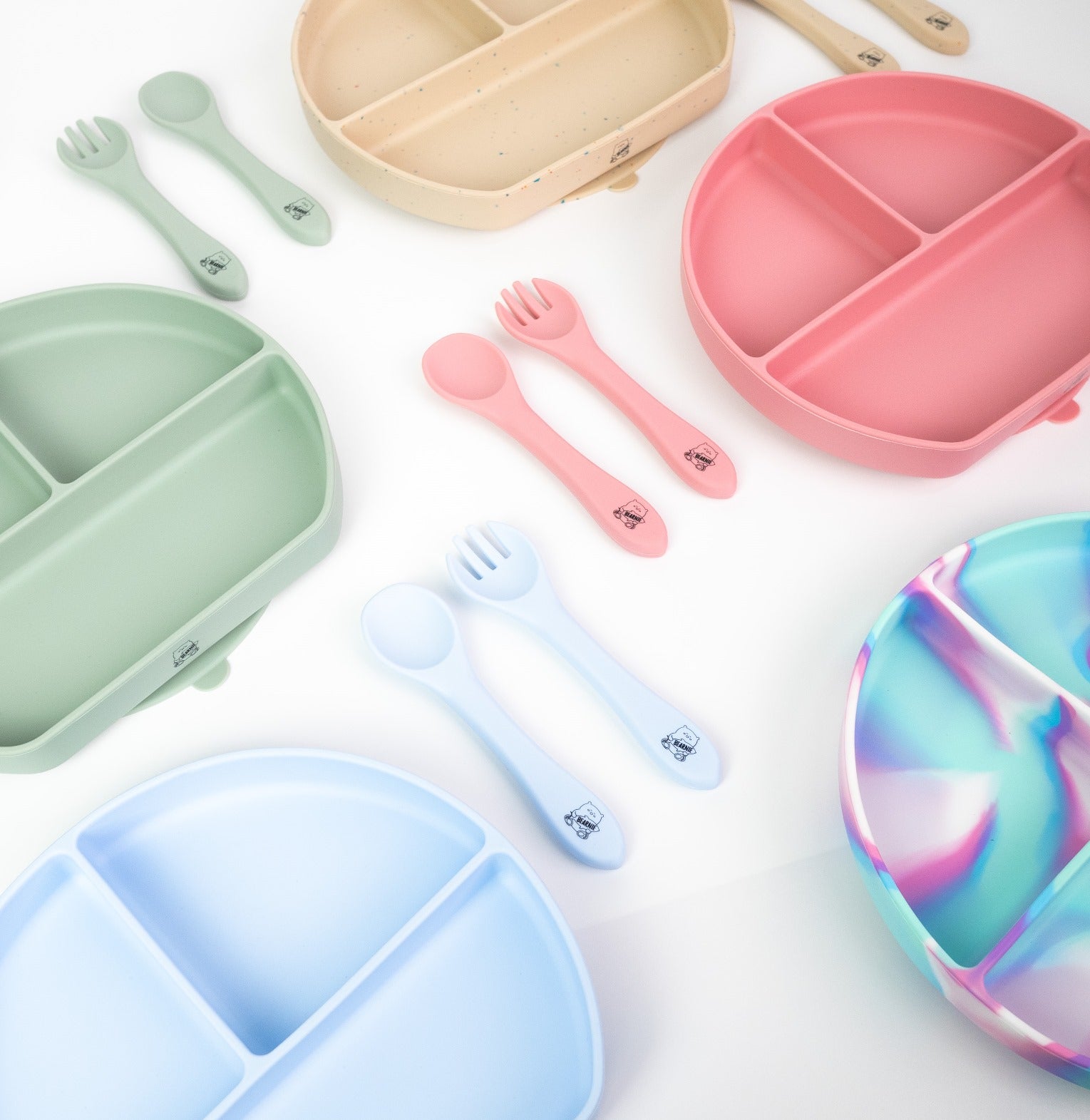 Grow with Bearnie Divider Suction Plate & Utensils Feeding Set - Little Bearnie 