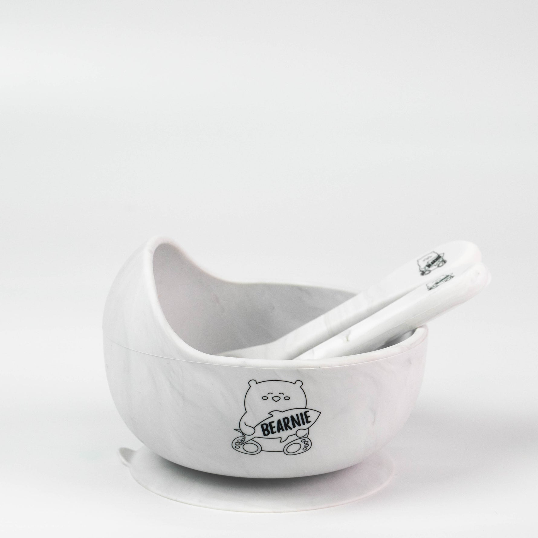 Grow with Bearnie Highback Silicone Bowl & Utensils Feeding Set - Little Bearnie 