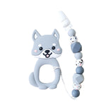 Modern Baby Teether Clip Set - Cutie Shiba (Grey) - Little Bearnie 