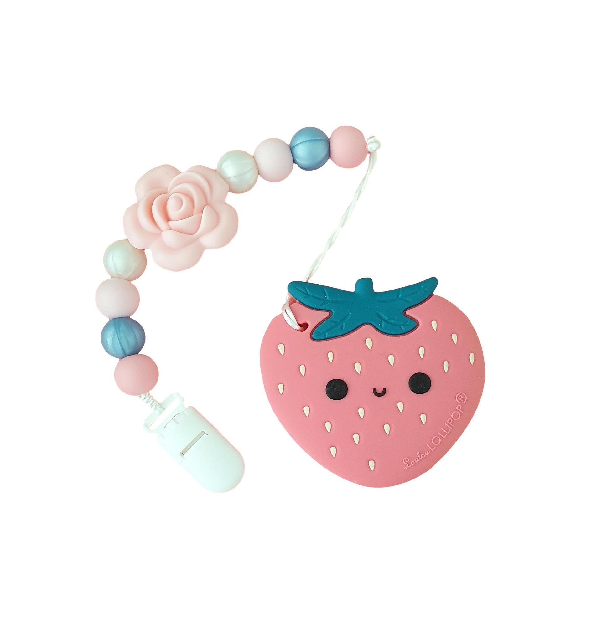 Modern Baby Teether Clip Set - Cute Cute Strawberry